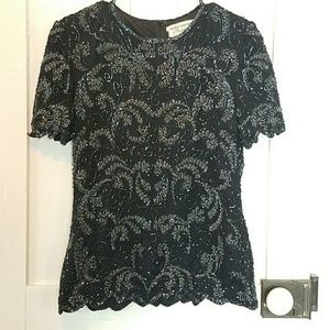 Papéll Boutique Vintage Elegant Beaded Top